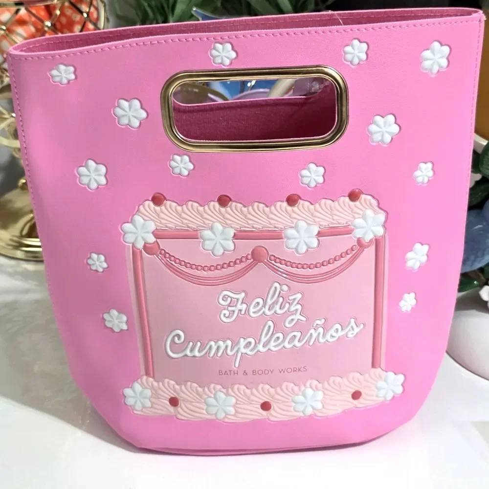 Feliz Cumpleanos Pastel Bolsa Rosa Cake Present Reusable Birthday Gift Bag NEW